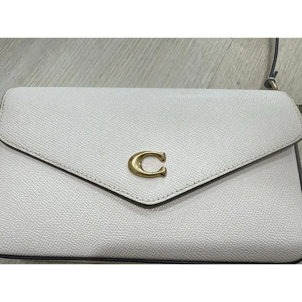 Coach Wyn Crossbody Chalk White Crossgrain Leather Bag C8439 Envelope Clutch